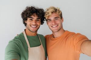 Two Happy Men Smiling at the Camera photo