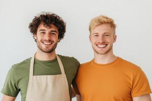 Two Happy Men Smiling Together photo