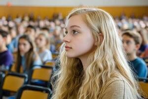 Focused Student in a Classroom Setting photo