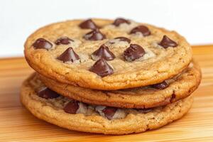 A Stack of Warm, Buttery Chocolate Chip Cookies, Perfect for a Sweet Treat photo