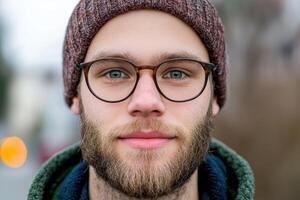 Portrait of a Man with Glasses and Beard photo