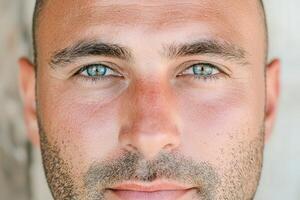 Portrait of a Man with Intriguing Blue Eyes photo