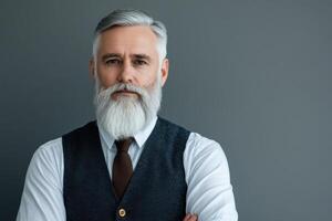 Distinguished Senior Man in Formal Attire Confident and Powerful Portrait photo