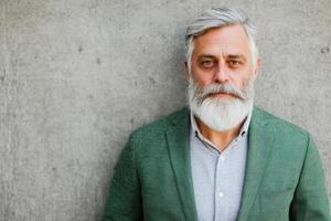 Mature Man in a Green Jacket A Stylish Portrait photo