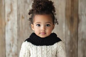 Precious Toddler in a Cozy Knitted Sweater photo