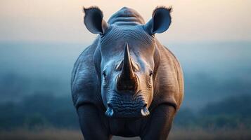 Majestic White Rhinoceros Portrait Powerful and Endangered Species photo