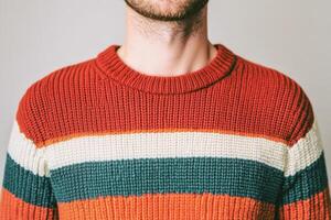 Vibrant Knitted Sweater with Bold Stripes photo