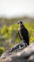 Majestic Falcon Perched on a Rock A Stunning Wildlife Photography. Discover the beauty of nature with this breathtaking image of a falcon perched high on a rock, showcasing its power and grace. photo