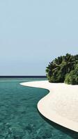 Serene Tropical Island Getaway White Sand Beach, Crystal Clear Ocean, Lush Palm Trees. Escape to Paradise. Vacation Dreams. Idyllic Seascape. photo