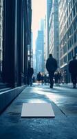 Empty Display Space in a Busy City Street Urban Architectural Scene photo