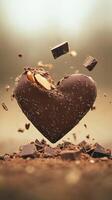 A Heart of Dark Chocolate with Almonds A Visual Symphony of Sweetness photo