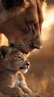 Lioness and Cub A Moment of Tender Love in the Wild photo