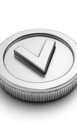 Sleek Silver Coin with a Striking Check Mark A Modern Financial Symbol photo