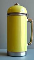Vibrant Lime Green Insulated Beverage Container with a Stylish Handle photo