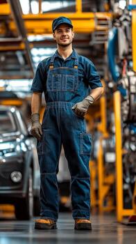 Confident Mechanic in a Busy Industrial Setting photo