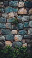 A Majestic Stone Wall, Nature's Embrace of a Timeless Structure photo