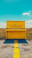 Willian arealisticimageofayellowpianostandingalone bcea f db df topaz enhance w creative digital vibrant composition modern design for stock image usage high photo
