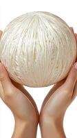 Delicate White Sphere Held in Hands A Stunning Decorative Design photo