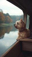 A dog looking out the window photo