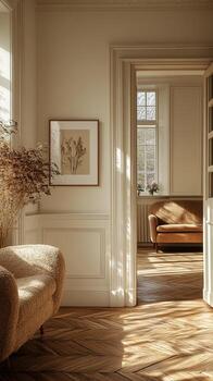 A room with a couch and a window photo