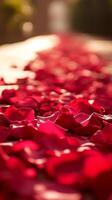 Red Rose Petals A Romantic Floral Background. Perfect for Valentine's Day, weddings, or any romantic design project. Lush, rich colors and soft textures create an elegant and passionate mood. photo