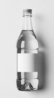 Crystal Clear Water Bottle Mockup A Pristine Design for Refreshing Branding. This high resolution image showcases a transparent gl photo