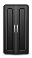 Sleek Black Double Door Cabinet Modern Minimalist Home Furniture Design. A glossy, elegant piece with clean lines and simple stru photo