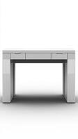 Modern White Minimalist Desk Clean Lines, Simple Elegance for Home or Office. This contemporary design piece features a sleek whit photo