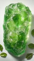 A mesmerizing abstract artwork showcasing a vibrant green gel like substance, reminiscent of natures essence. Its smooth, transluc photo