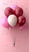 Pink and Red Balloons with Confetti A Romantic and Festive Celebration. Perfect for Valentines Day, birthdays, or any joyful occas photo