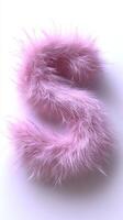 Pink Fluffy Fur Letter S A Soft, Textured 3D Rendering for Abstract Design, Typography, and Creative Visuals. Ideal for Fashion, B photo