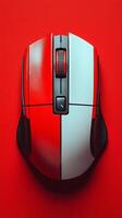 Red and White Gaming Mouse High Tech Design, Precision Control, and Ergonomic Comfort for Gamers. Experience seamless performance photo