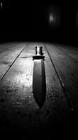A Monochromatic Study of a Knife A Black and White Still Life Photography, Captures the Intriguing Contrast of Light and Shadow, D photo
