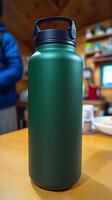 A green water bottle photo