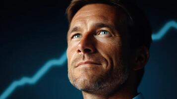 Portrait of a Confident Man Looking Towards a Bright Future, Business, Success, Ambition, Hope, Growth, Progress photo