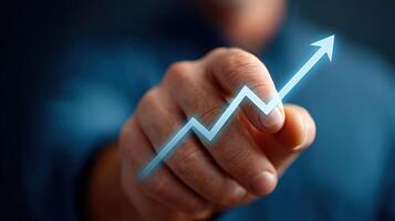Business Growth and Success An upward trending arrow symbolizes progress, development, and positive financial increase. It repres photo