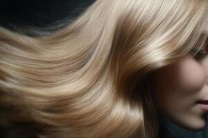 The Allure of Blonde A Captivating Portrait of Long, Flowing Hair. This image showcases the beauty and elegance of healthy, shiny photo