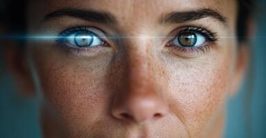 portrait of a womans captivating eyes, showcasing intricate details and a mesmerizing gaze. The image evokes a sense of mystery an photo