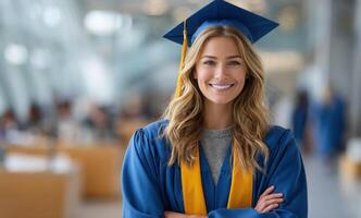 A Portrait of a Happy Graduate Celebrating Education, Success, and the Future. This image captures the joy and accomplishment of a photo