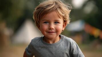 Adorable Toddler Boy Smiling A Captivating Portrait of Childhood Joy. This heartwarming image captures the pure happiness and inno photo