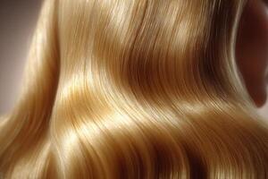 The Allure of Blonde Luxurious, Flowing Hair, Smooth Texture, and Radiant Shine. A Captivating Image of Beauty and Elegance. photo