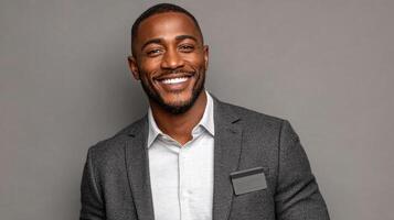 Portrait of a Confident and Successful African American Businessman. A professional image depicting a happy, well dressed man in photo