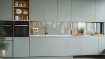 Modern Kitchen Interior Design A Showcase of Clean Lines, Minimalist Style, and Sophisticated Functionality. Explore the seamless photo