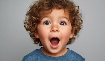 Adorable Toddler Boy with Curly Hair, Portrait, Happy, Joyful Expression, Sweet, Innocent, Playful Child Photography Image photo