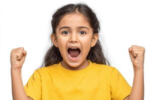 A Captivating Portrait of a Joyful Girl A Radiant Expression of Excitement and Childlike Wonder. This image exudes happiness, capt photo