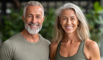 A Portrait of a Happy, Smiling Couple A Captivating Image Showcasing the Joy and Connection of a Mature Relationship. This photogr photo