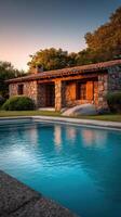 Mediterranean Stone Villa with Pool Luxurious Summer Vacation Home. Idyllic Sunset Views, Peaceful Atmosphere, Serene Escape. Per photo