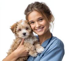Adorable Puppy and Smiling Vet Veterinary Care, Pet Health, and Animal Wellness photo
