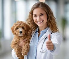 Happy Veterinarian with Adorable Puppy Pet Care and Animal Wellness photo