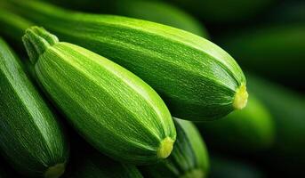 Vibrant Green Zucchini Fresh from the Garden, Ready for Your Culinary Creations. A Look at Natures Goodness. photo